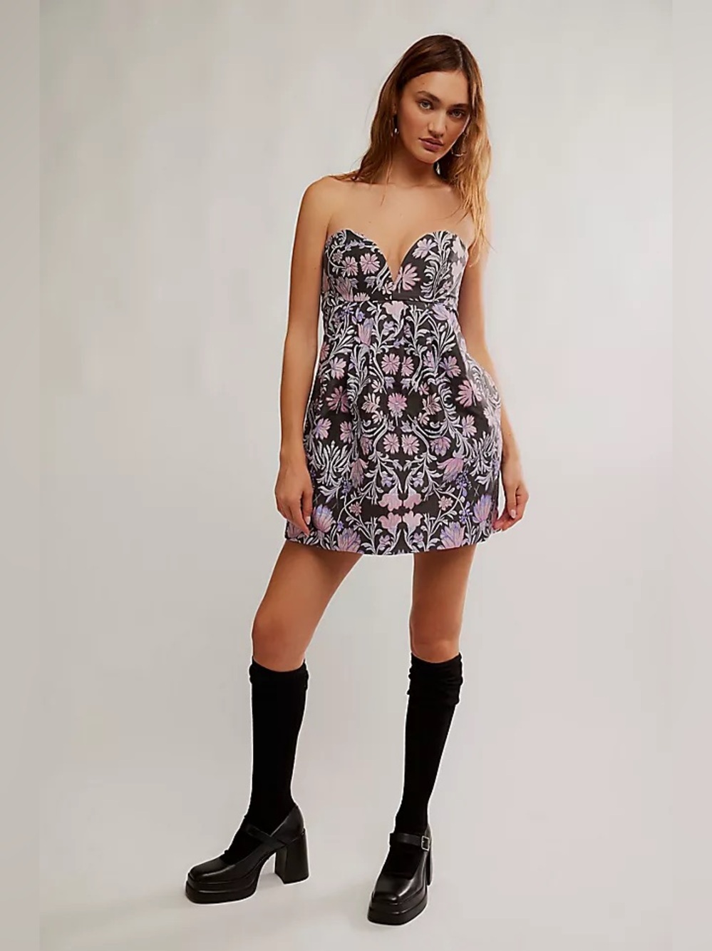 1296. FREE PEOPLE Floreo Jacquard Mini Dress Sz 4 NWOT $148 - Picture 2 of 5